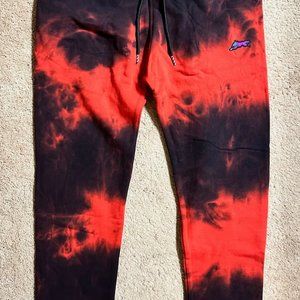 ICECREAM Men's Tie Dye Drawstring Faded Sweatpants Tomato/Red/Black Size M NEW